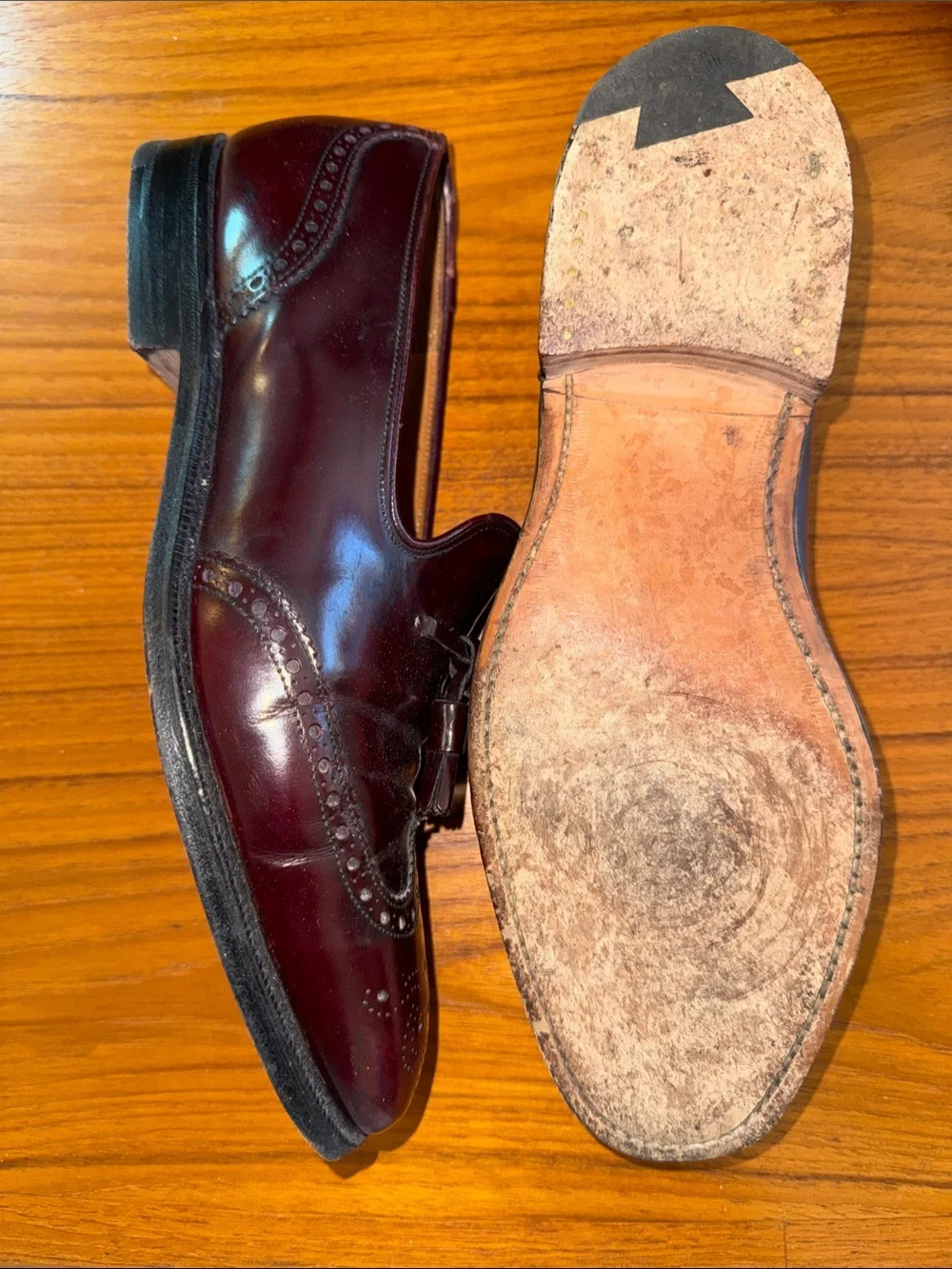 Church's Burgundy Leather Tassel Loafers with Broguing